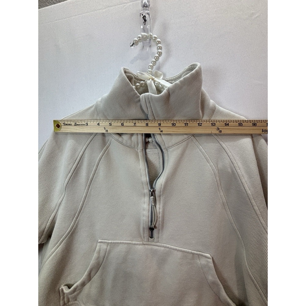 Lululemon Women Cream Scuba Oversized Half Zip Cropped Pullover Sweatshirt M/L - Picture 7 of 16